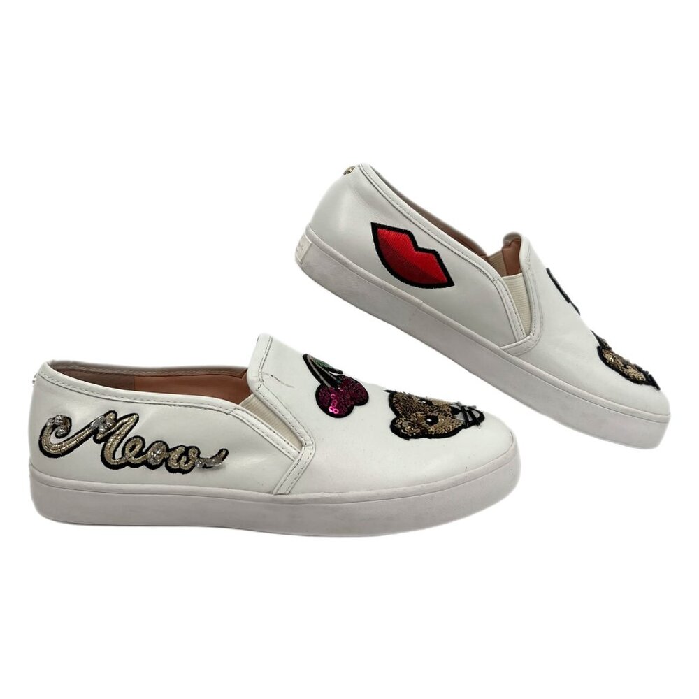 Kate Spade White Sequin Cat Slip-On Sneakers | Size 6.5 - Picture 1 of 12